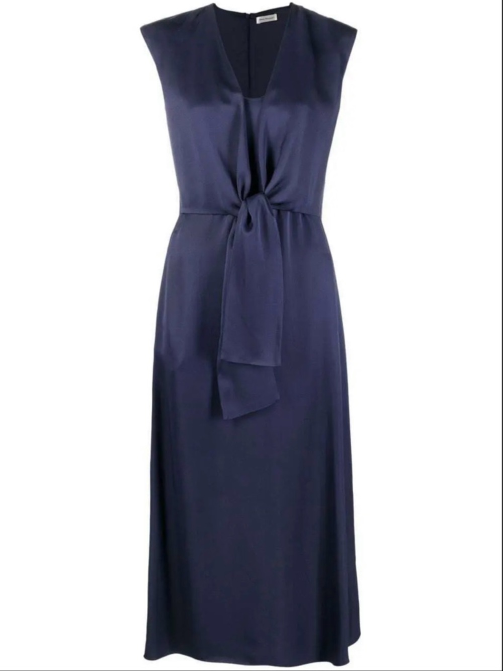 There Was One Knot Detail Navy Satin Midi Dress Made in Italy Farfetch 44 8 $520 - Picture 5 of 16